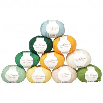 Infinity Hearts Baby Merino Garnpakke 14 Grøn og Gul nuancer - 10 stk - Infinity Hearts Baby Merino Garnpakke 14 Grøn og Gul nuancer